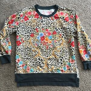 Johnny Was Floral Cheetah Crewneck